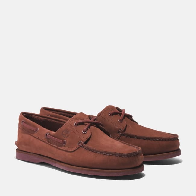 Scarpa da Barca in Pelle Classic da Uomo in                rosso scuro