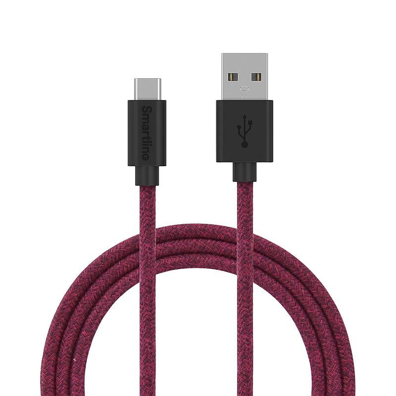 Cavo di ricarica Smartline 2 m USB-C/USB-A 2.0 rosso Fuzzy