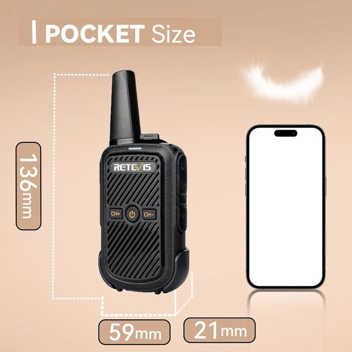 Walkie-talkie portátil profesional Retevis RT15, sonido nítido, VOX, mini radio bidireccional de largo alcance, regalo ideal para la familia.