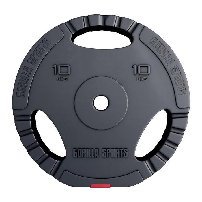 Anilhas de peso GORILLA SPORTS® - 10kg, 30/31mm, Plástico - Anilhas para barra, Conjunto de anilhas, Treinamento de força, Levantamento de peso