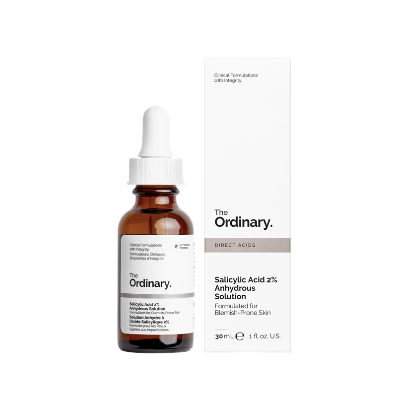 sérum facial The Ordinary com ácido salicílico a 2% (solução anidra) uniformiza o tom da pele.