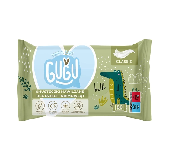 Gugu Love & Care Classic chusteczki nawilżane 80 sztuk