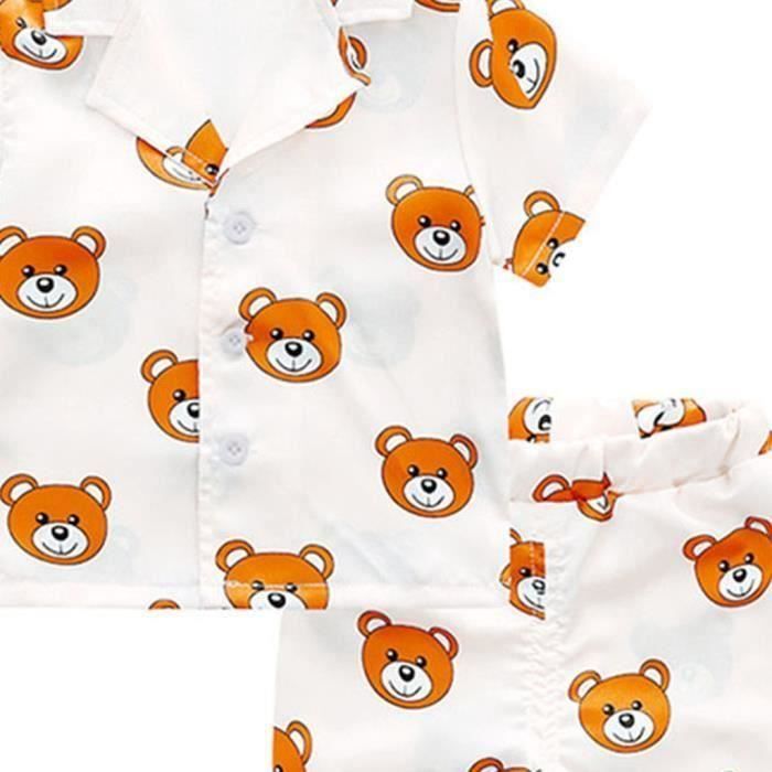 FUNMOON Babypyjama voor jongens, peuter- en kinderpyjama met cartoonprint, bestaande uit een T-shirt en een short - Wit