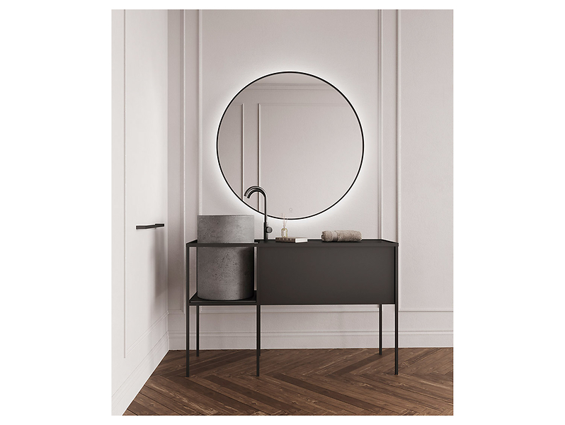 Lustro łazienkowe Valencia Premium LED 80 cm z włącznikiem i matą grzewczą czarne