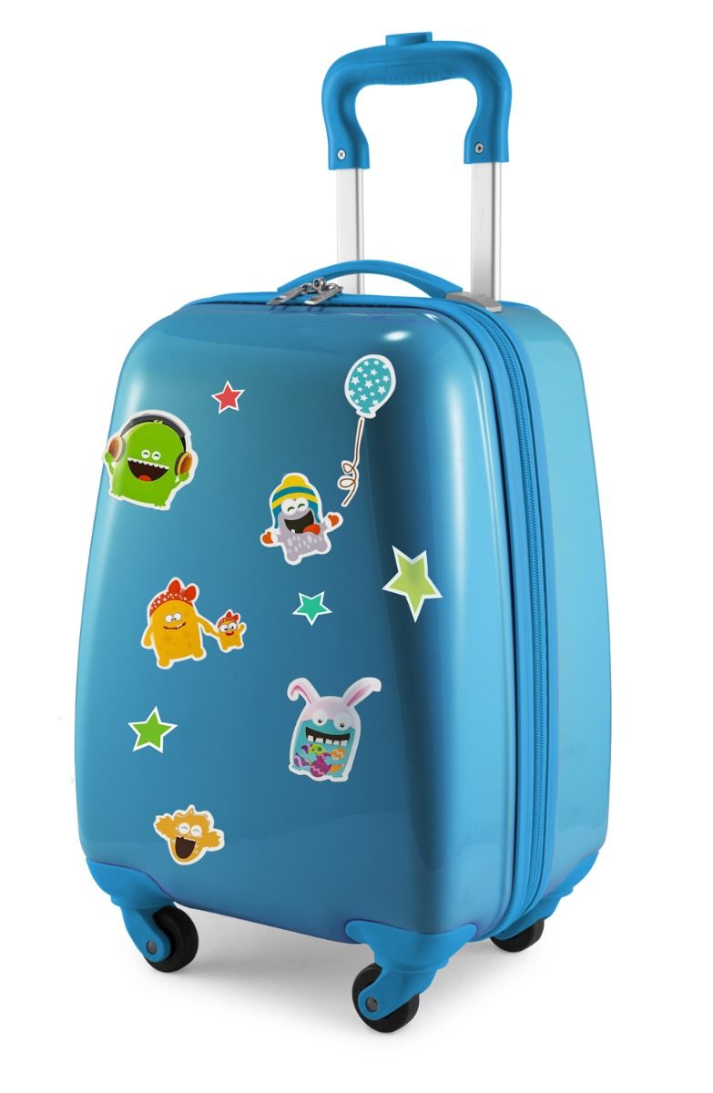 Voor kinderen - Kinderkoffer + reflecterende stickers Monster, kinderkoffer, harde koffer voor kinderen, handbagage, 24 liter