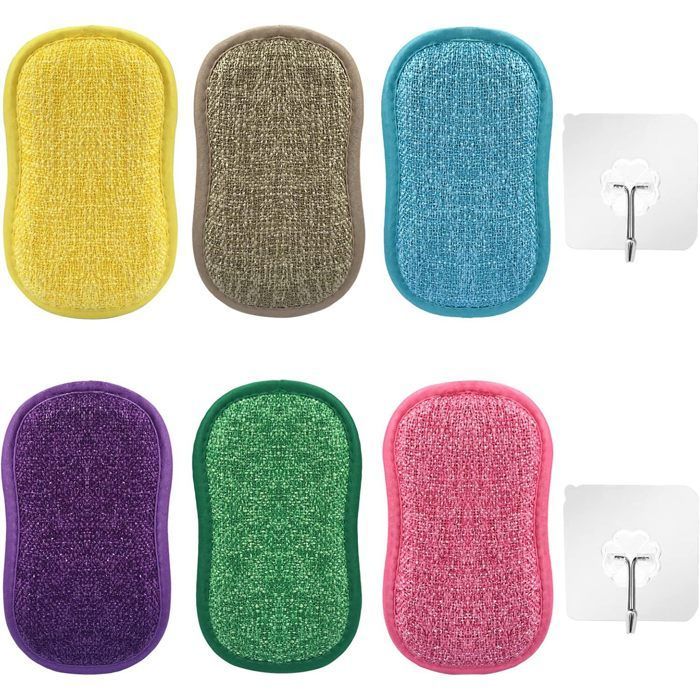 Esponjas de microfibra de doble cara para fregar: lavables y reutilizables para una limpieza a fondo.