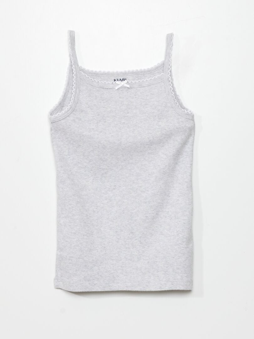 Set van 3 Pointelle gebreide tanktops - WIT