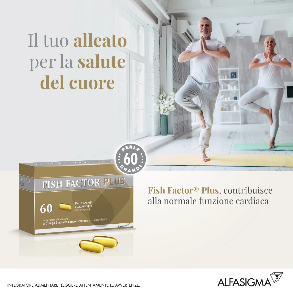 ALFASIGMA Fish Factor Plus 60 pérolas grandes para a saúde do coração