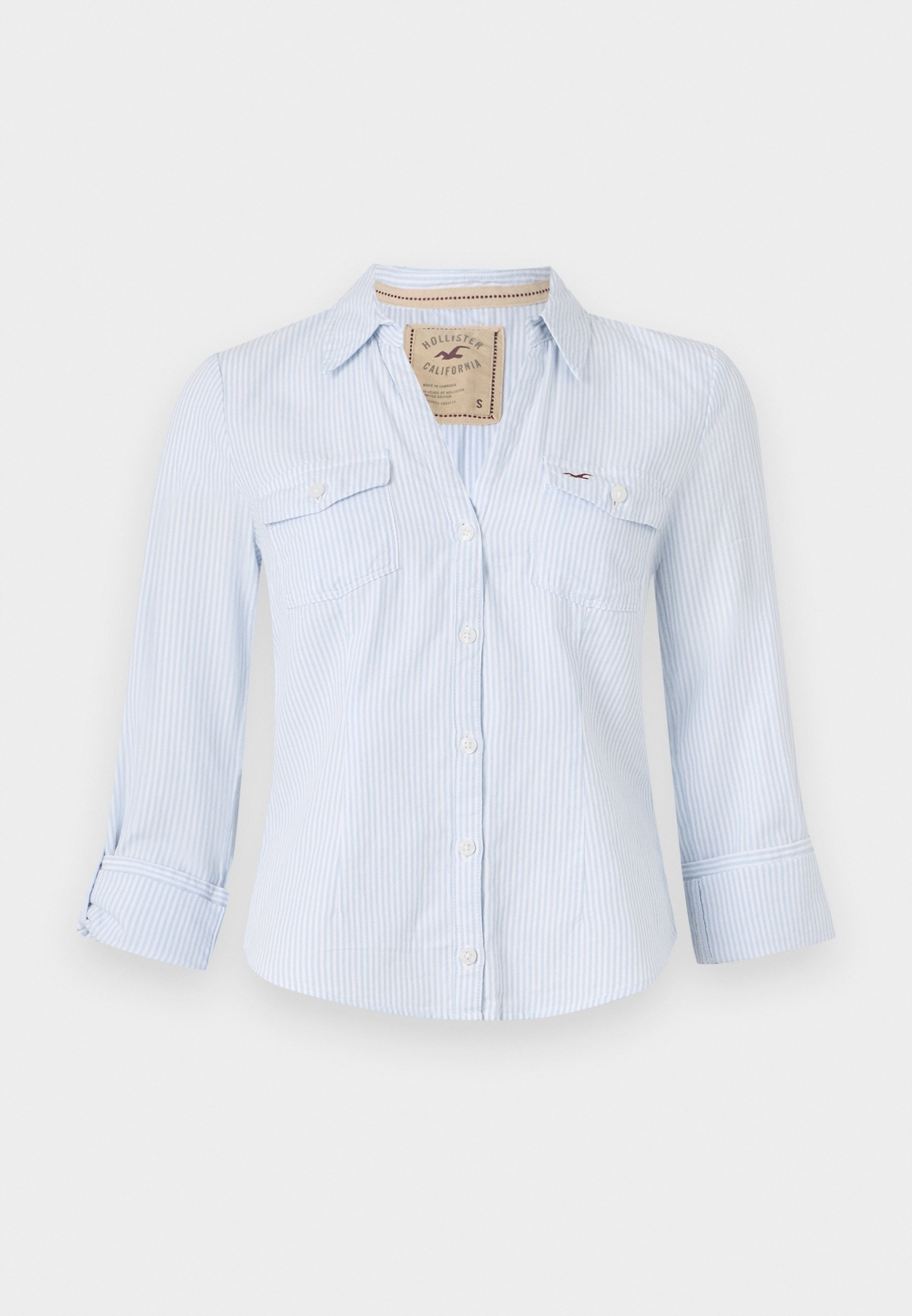 Hollister Co. TREND DROP HERITAGE WOVEN COLLAR - Palaidinė su sagomis - balta