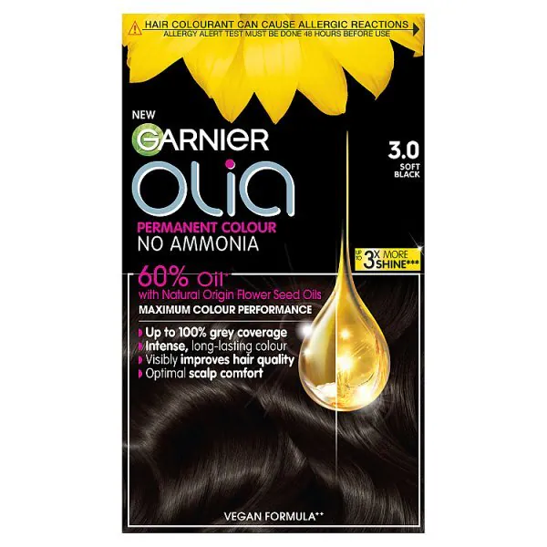 Garnier Olia 3.0 pehmeä musta pysyvä hiusväri