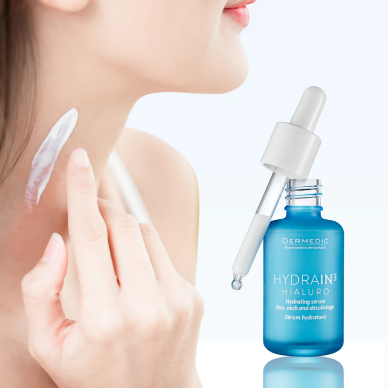 Dermedic Hydrain3 Hialuro sérum hidratante para rosto, pescoço e decote