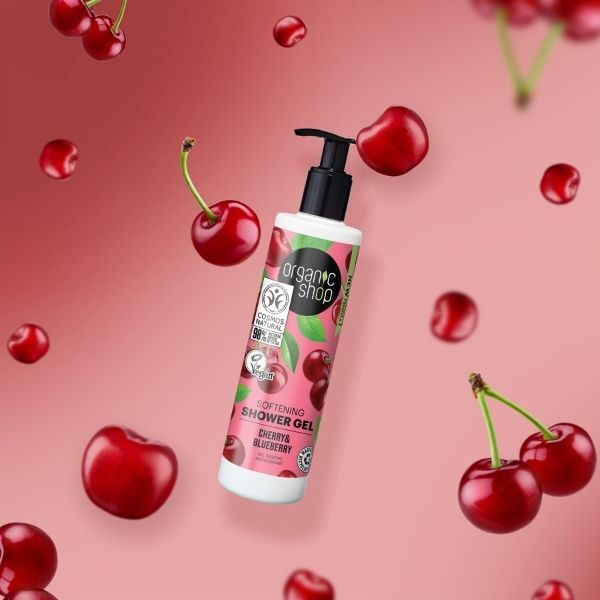 Gel de duș emolient Organic Shop cu cireșe și afine 280 ml
