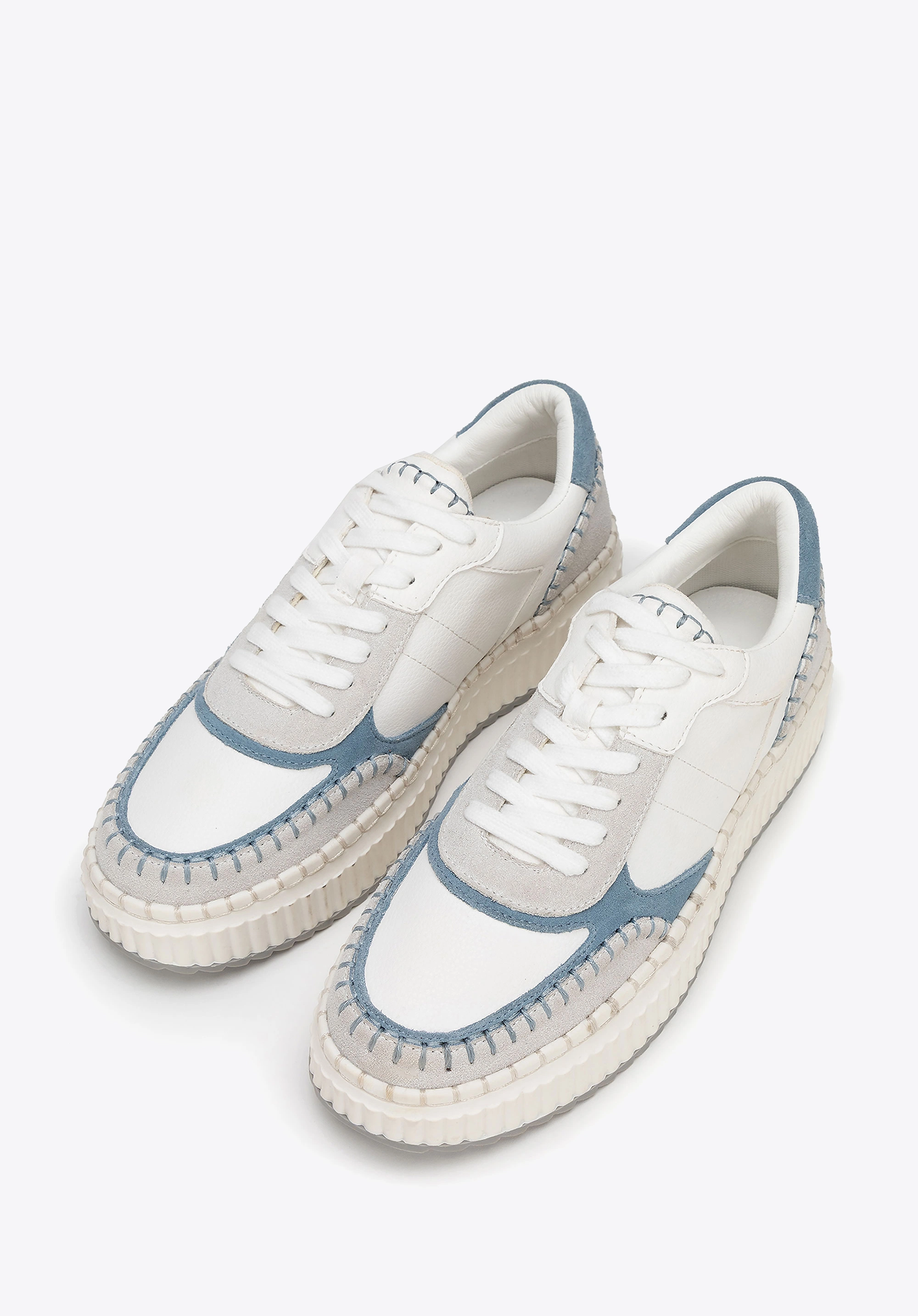 Damskie sneakersy z ekoskóry i skóry zamszowej niebieskie