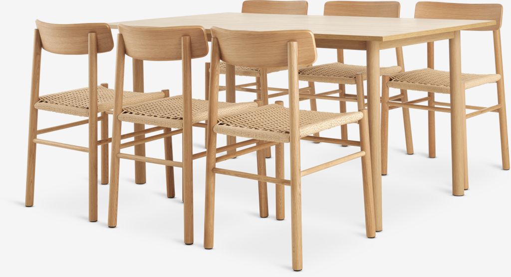 ALSTED ISLEV ALSTED L160 ąžuolinis stalas 4 ISLEV kėdė su ąžuoliniais porankiais