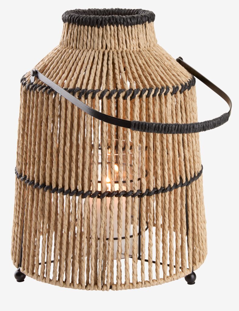 Sviečkový lampáš MAALTHE Ø27xV35cm prírodná/čierna