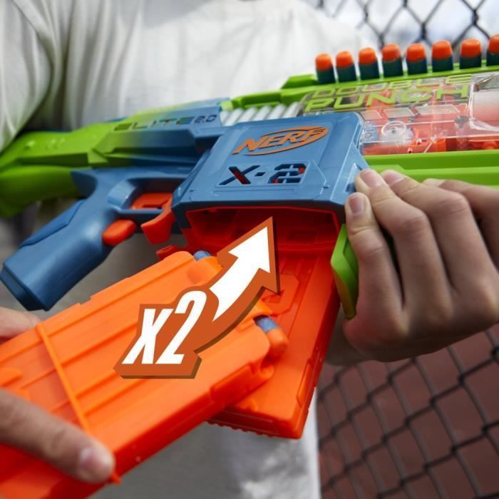 Nerf Elite 2.0 Double Punch Motorblaster, schnell wechselnder Lauf, 50 Nerf Elite Darts, 2 x 10-Dart-Magazine, ab 8 Jahren