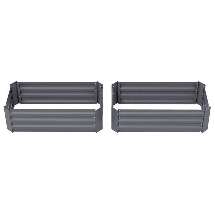 Durable Corrugated Steel Raised Garden Beds Grey 2pcs 100x50x30cm |