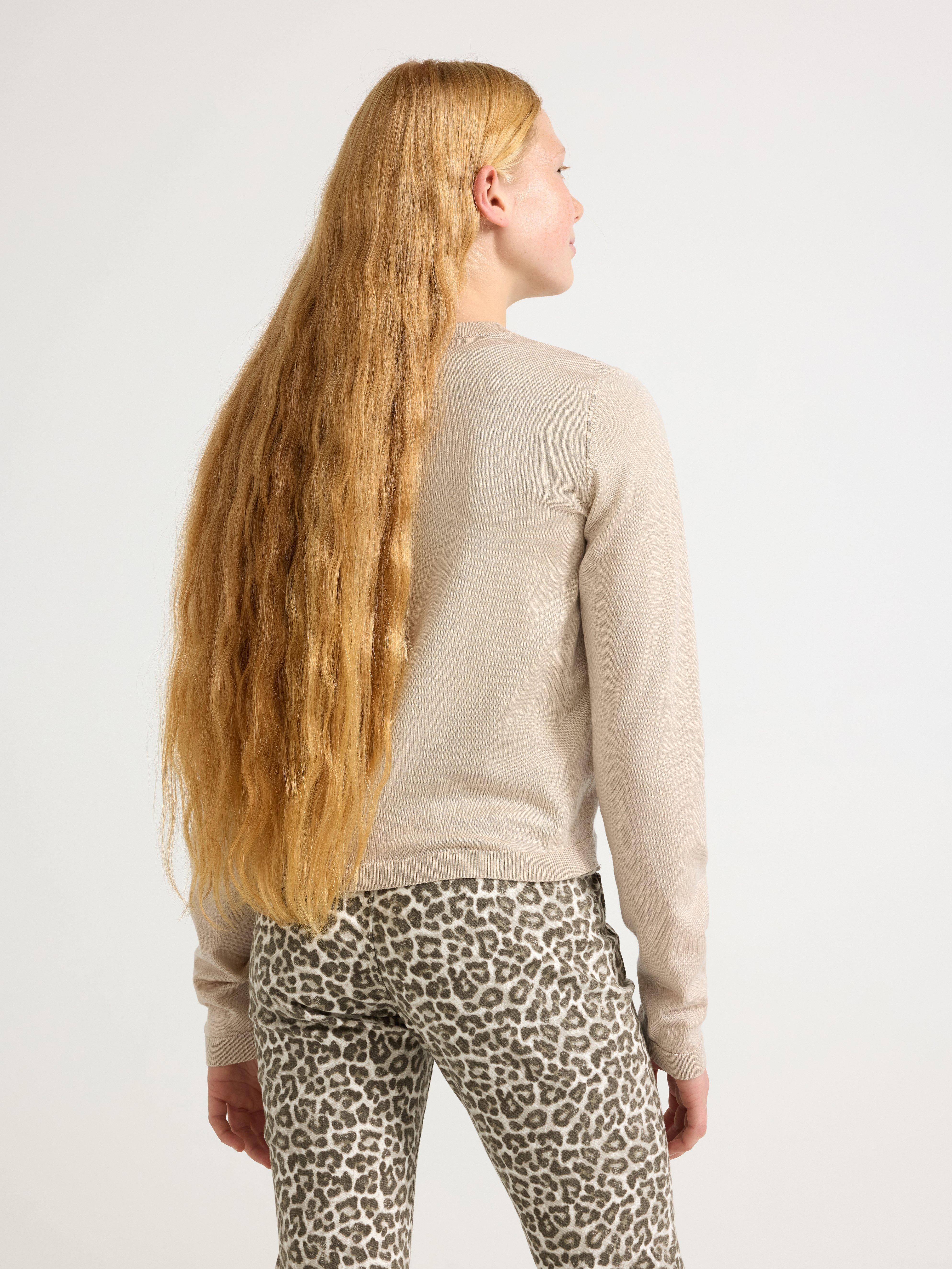 Finstickad cardigan Světle béžová