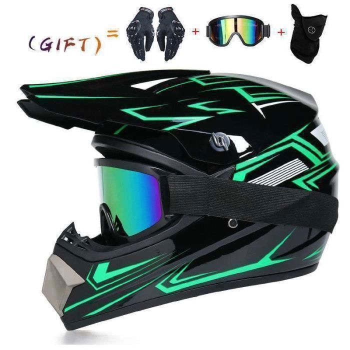 Casco de motocross ANTCOOL para adulto con gafas (sin cobertura total) - Casco para adulto, 1 par de guantes