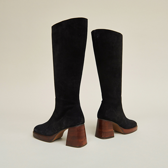 Bottes à plateformes  en croute noir