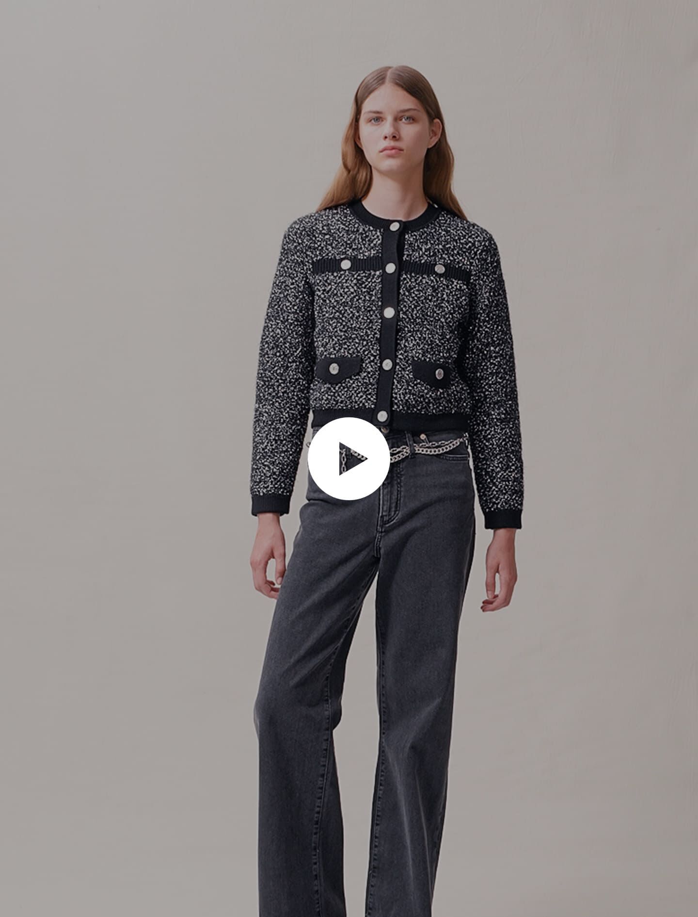 Kort vestje met tweed-effect - Zwart