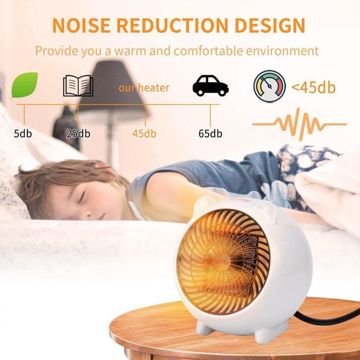 Calefactor auxiliar - Silencioso - Cerámico PTC - 500W - Portátil - Eléctrico