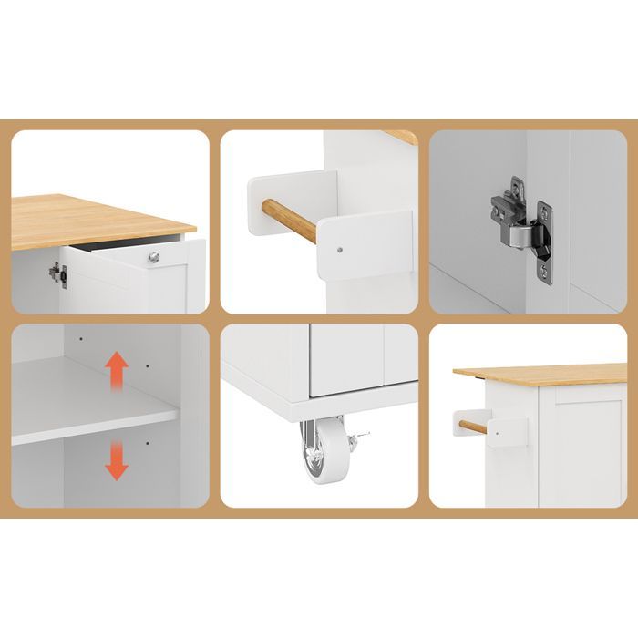 Îlot de Cuisine -Armoire de Cuisine avec 3 Tiroirs-135 × 44 × 90 cm-blanc