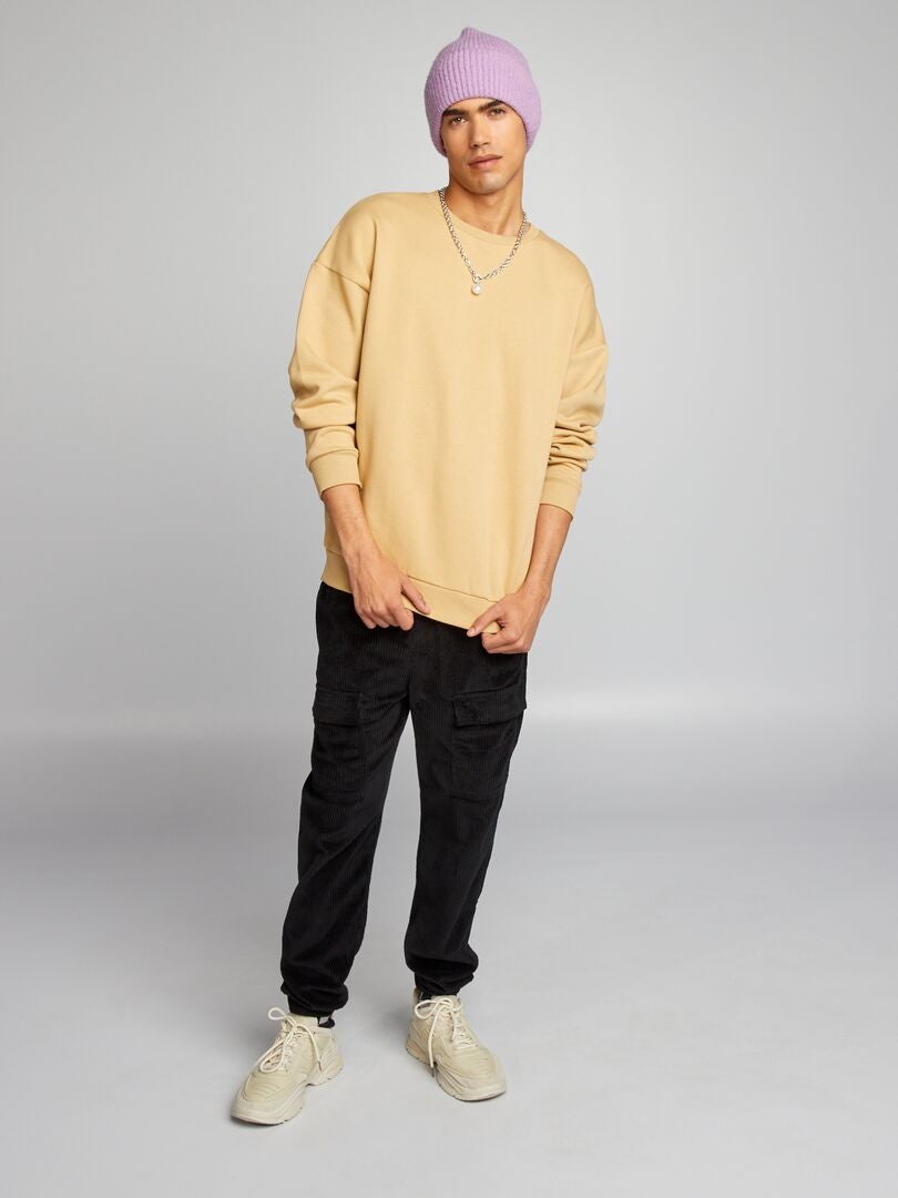 Effen fleece sweatshirt - BEIGE