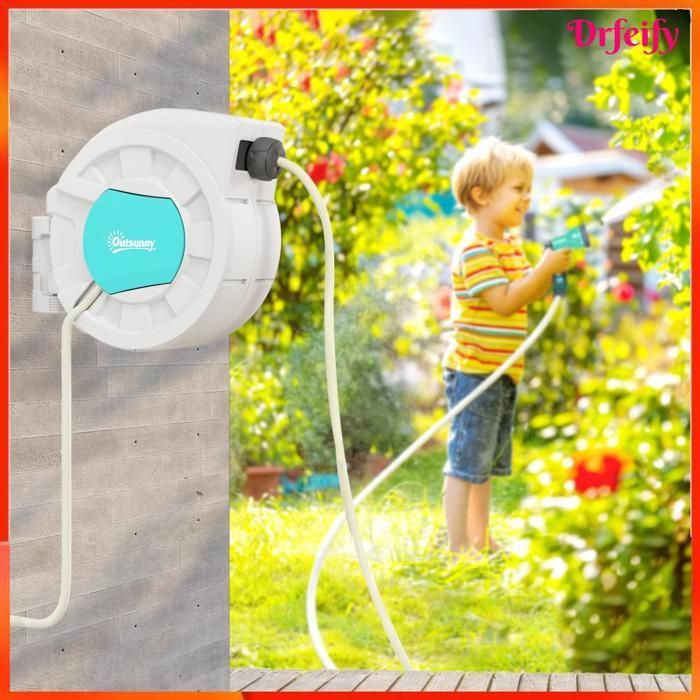 Enrouleur de tuyau d'arrosage - AKOZON - 16913 - 35+2 m - Pivotant 180° - Fixation murale