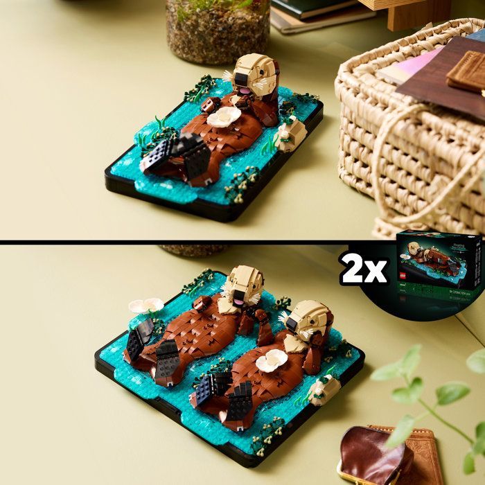 LEGO Ideas 21366 Les Loutres Câlines - Set de Construction Adulte - Maquette d'Animaux
