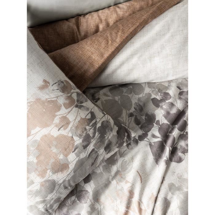 Parure de lit - 1 housse de couette 220 x 240 cm + 2 taies d'oreiller 60 x 60 cm - Satiné 100% coton - Gris