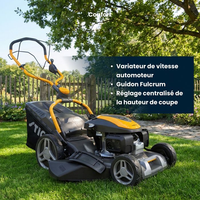 STIGA COMBI 748 V TAGLIAERBA SEMOVENTE A BENZINA, 145 CC, 46 CM – CESTINO DI RACCOLTA ERBA 60 L, SISTEMA 4 IN 1 – PRATO FINO A 1200 M²