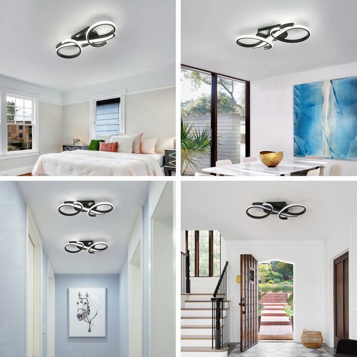 DELIPOP Plafonnier LED - Design moderne - 36W 6500K Noir Lampe de plafond pour salon Chambre - Taille: 42*16*7 cm