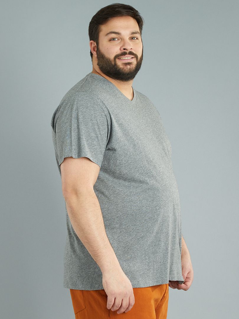 T-shirt met V-hals - GRIJS