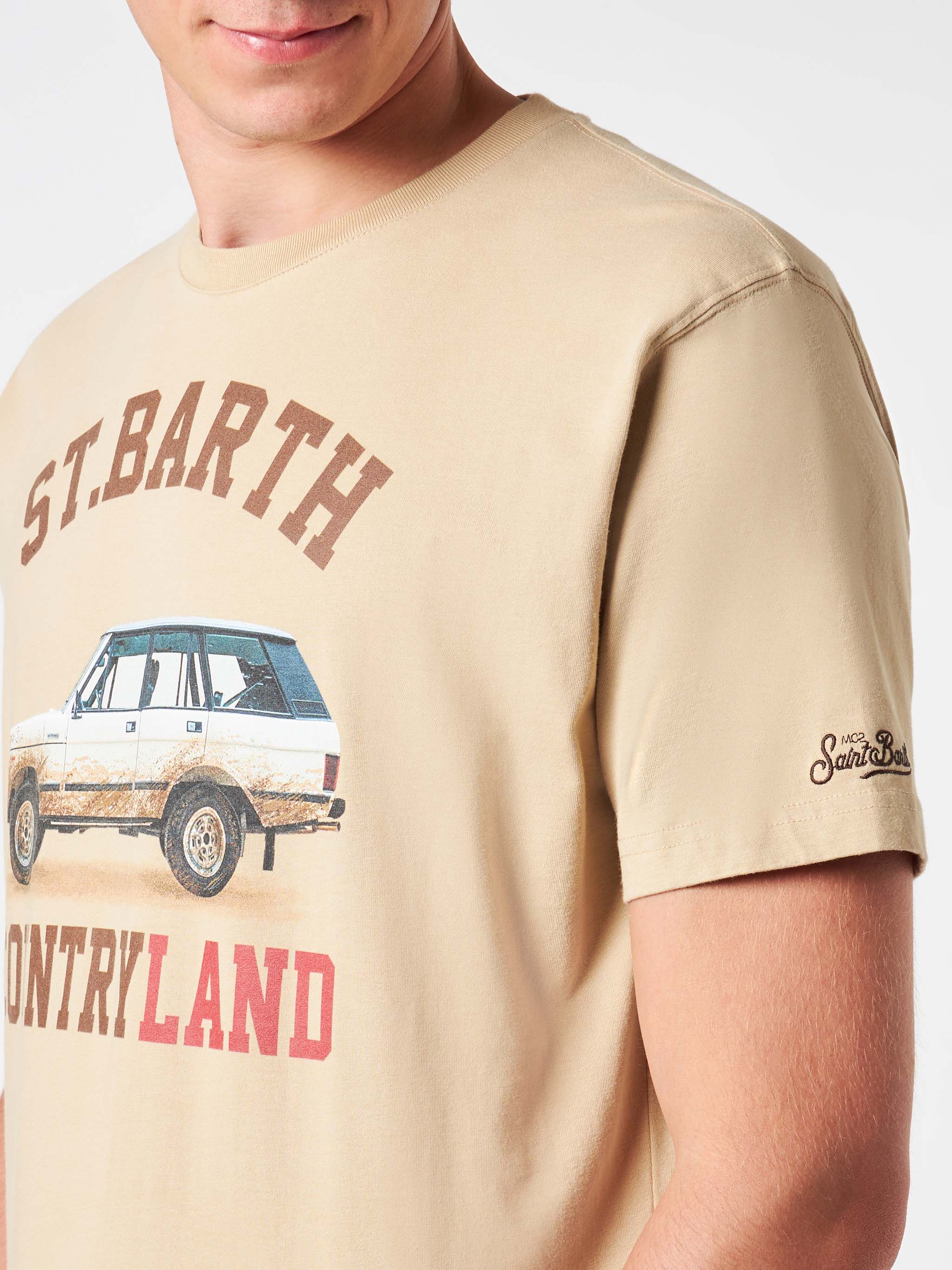 T-shirt van zwaar katoen voor heren met een print van het platteland van St. Barth.