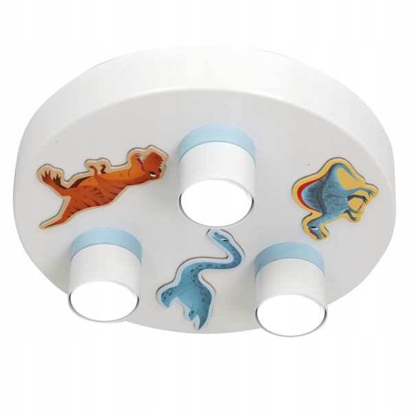 Lampa sufitowa plafon gu10 biały niebieski dinozaury
