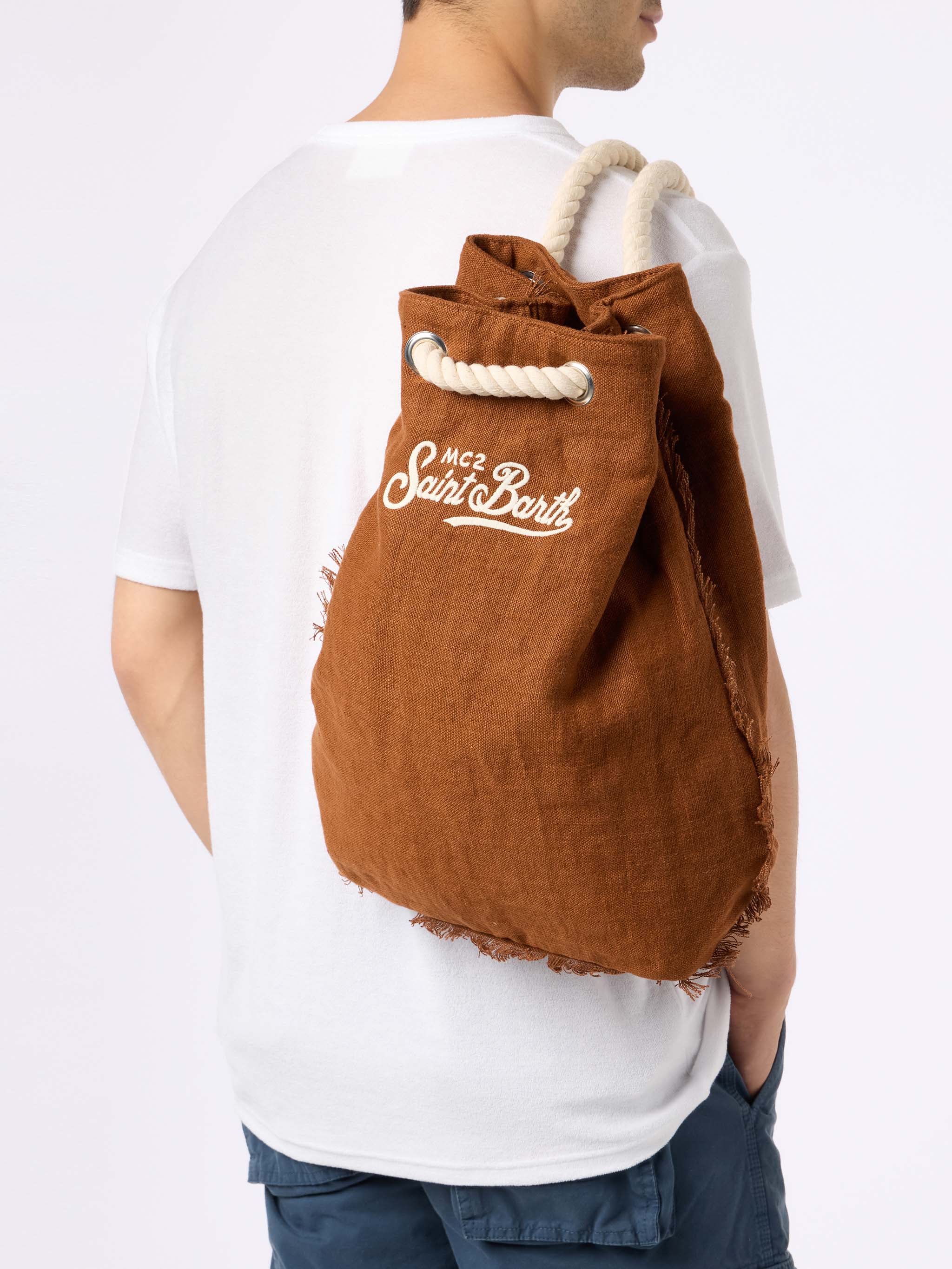 sac à dos de bateau en lin marron