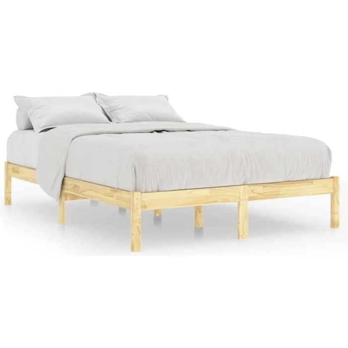 Lit Simple | 1 Place 120 x 190 cm, Cadre de Lit en Bois de Pin massif, avec Sommier sans Matelas,UK petit double naturel