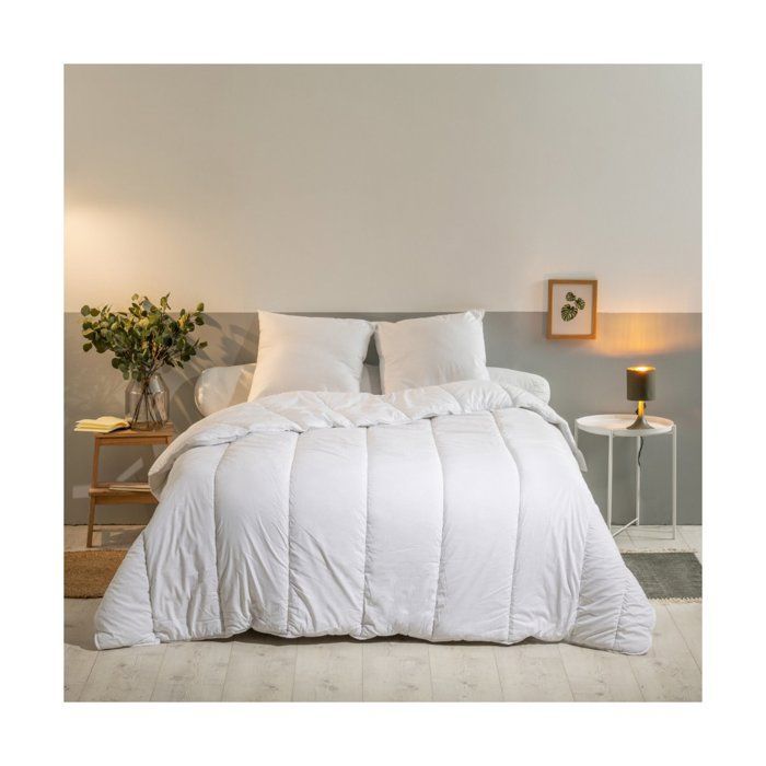 Milbenfreies Sommer-Set: Leichte Bettdecke 240 x 260 cm + 2 Kissen 60 x 60 cm + 1 Matratzenschoner 160 x 200 cm – BLAU CALIN