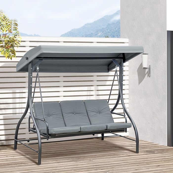 Balancelle de Jardin Outsunny Métal 195x117x175cm Gris