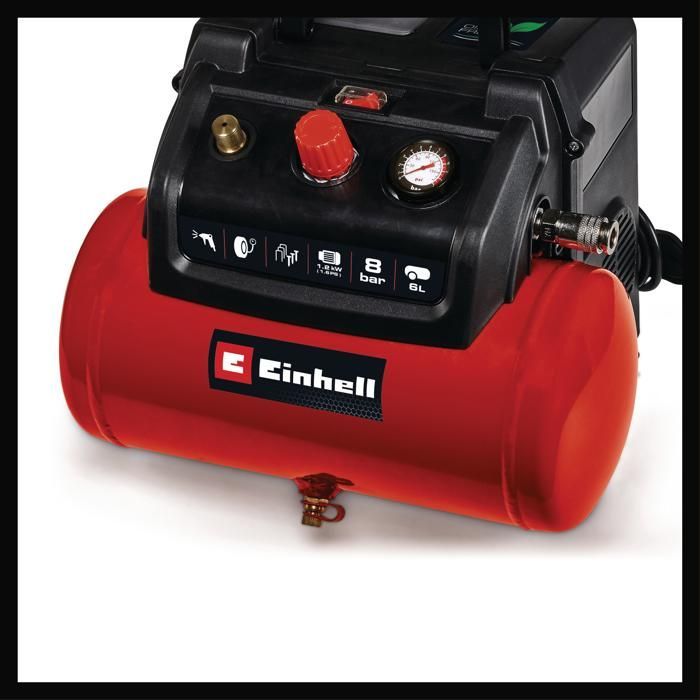 Einhell TC-AC 190/6/8 OF Set Compressor (8 bar, 6 litre air tank, oil-free motor, with accessories)