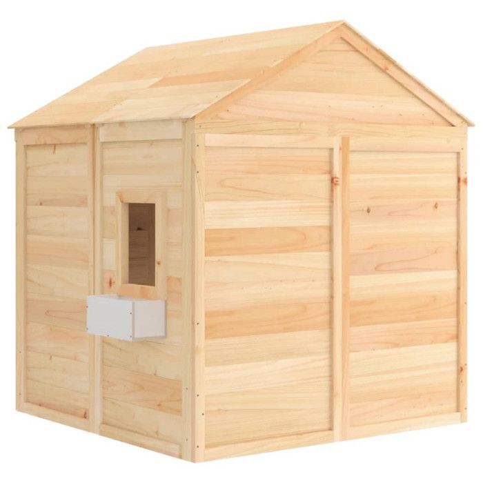 vidaXL Speelhuisje met afsluitbare deur/bloemen, massief vurenhout, houten speelhuisje, speelplek voor kinderen, 93686