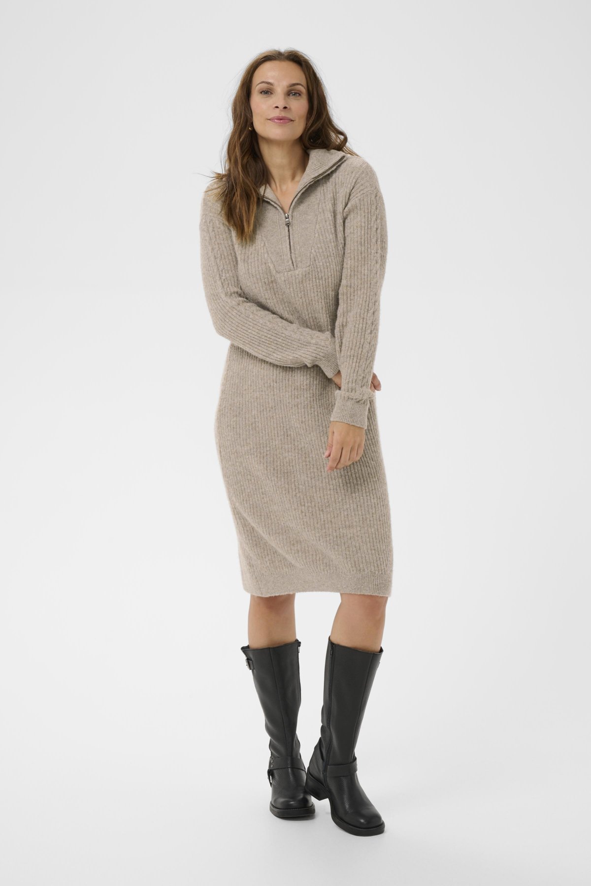 Bon'A Parte AMELIA - Robe pull - taupe gray melange