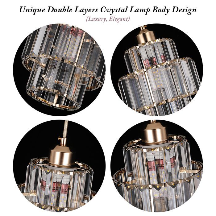 GreeLustr Lustre moderne en cristal Plafonnier Lampe à suspendre