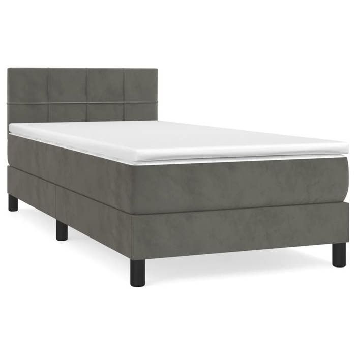 Bedframe met matras - Maison Exclusive - 90x200 cm - Donkergrijs fluweel - Maximale ontspanning