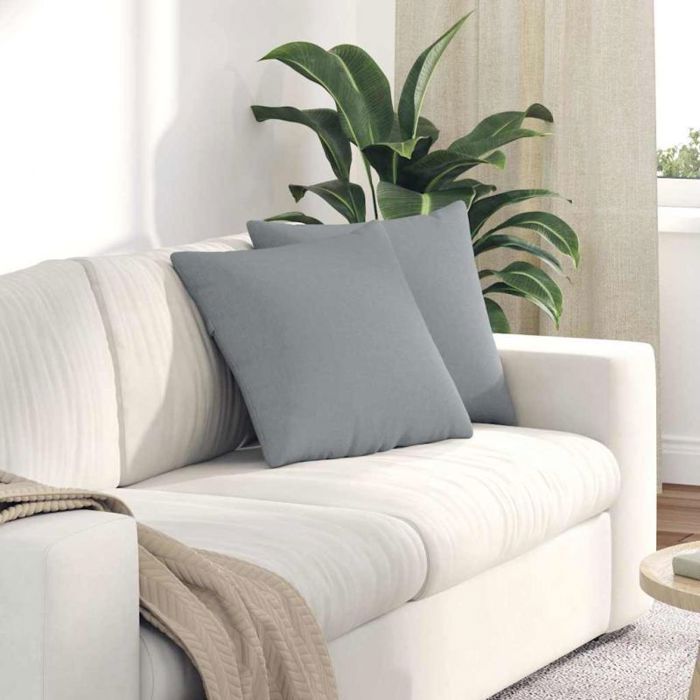 Coussins de canapé - VIDAXL - 2 pcs 45 x 45 cm - Gris clair - Tissu doux - Carré