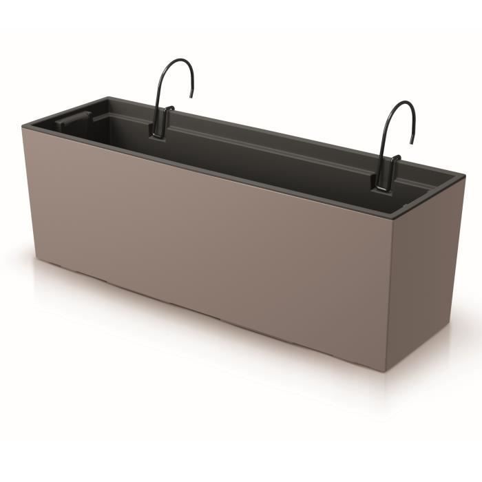 Boîte a fleurs et support pot de fleurs 58 cm bac de balcon jardiniere en plastique couleur mokka intérieur - extérieur