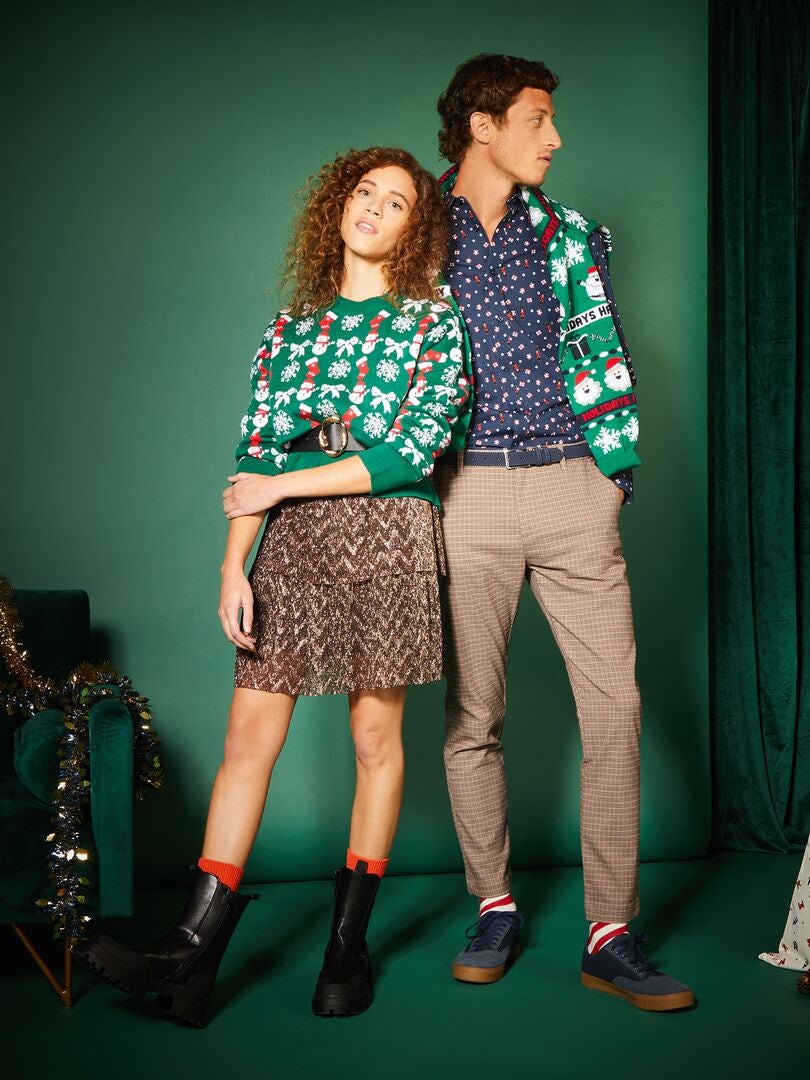 Kerstshirt met patroon - BLAUW