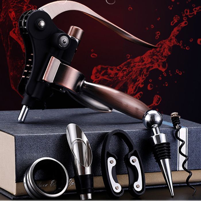 Coffret cadeau vin - EINNENFFER - 5 pièces - Matériaux solides - Tire-bouchon durable - Facile à utiliser