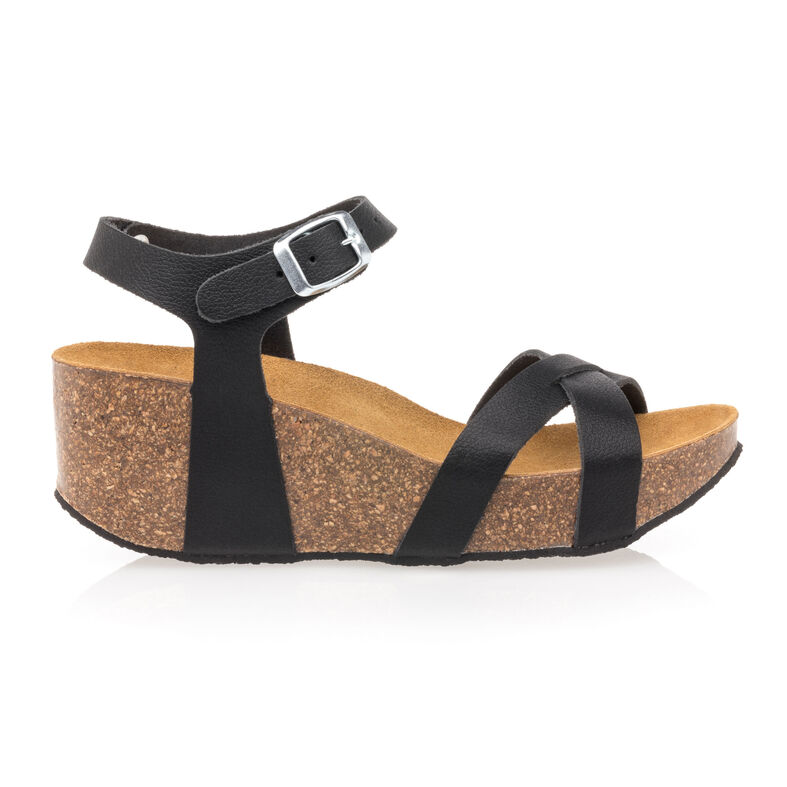 Svarta sandaler / skor med öppen tå för kvinnor